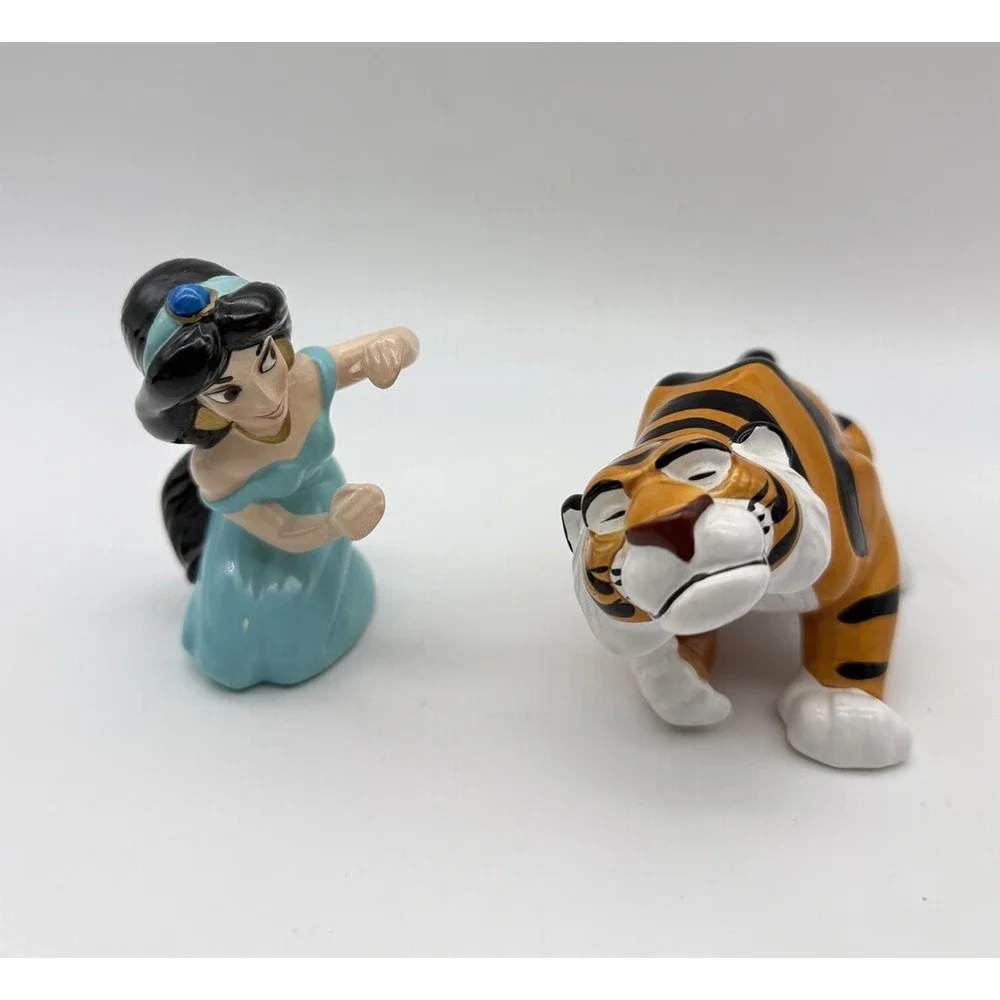 Walt Disney Company Jasmine and Rajah Porcelain Figurines Hand-Painted Malaysia